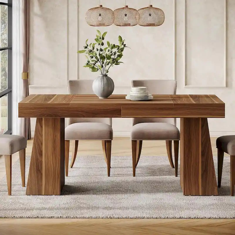 Brown / Light Brown / Grey / Black Rectangular Dining Table, Seats 4–6