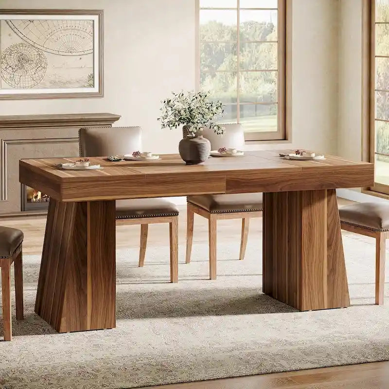 Brown / Light Brown / Grey / Black Rectangular Dining Table, Seats 4–6