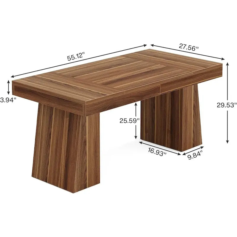 Brown / Light Brown / Grey / Black Rectangular Dining Table, Seats 4–6