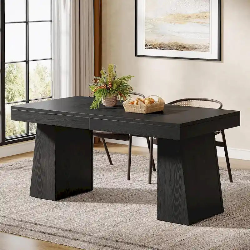 Brown / Light Brown / Grey / Black Rectangular Dining Table, Seats 4–6