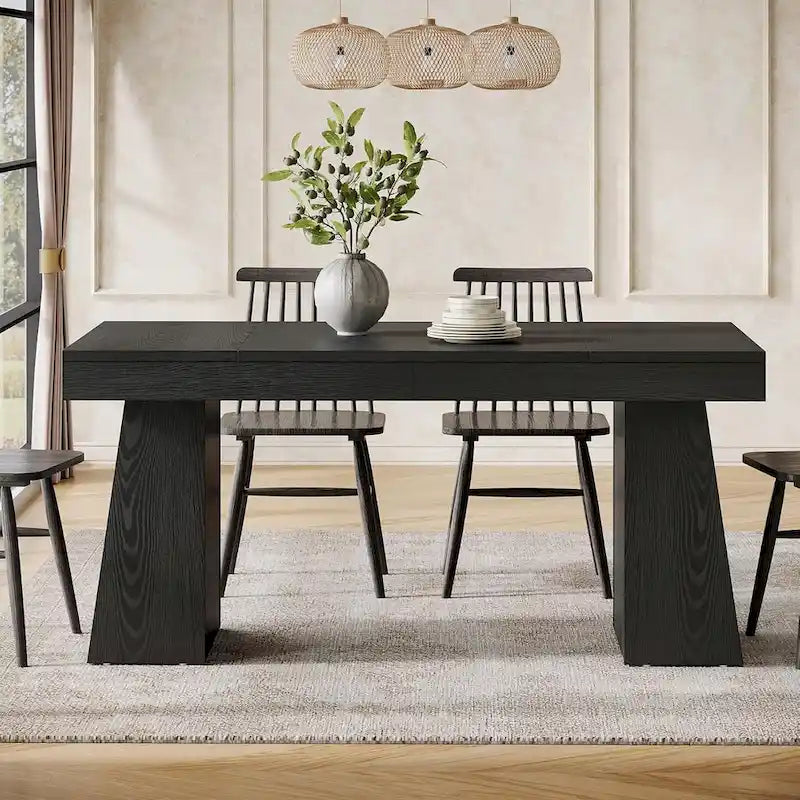 Brown / Light Brown / Grey / Black Rectangular Dining Table, Seats 4–6