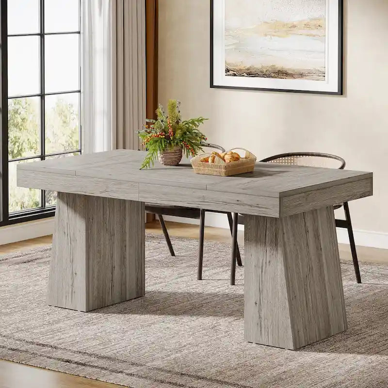 Brown / Light Brown / Grey / Black Rectangular Dining Table, Seats 4–6