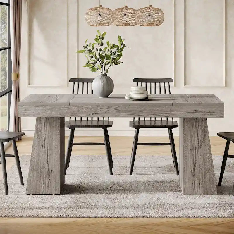 Brown / Light Brown / Grey / Black Rectangular Dining Table, Seats 4–6