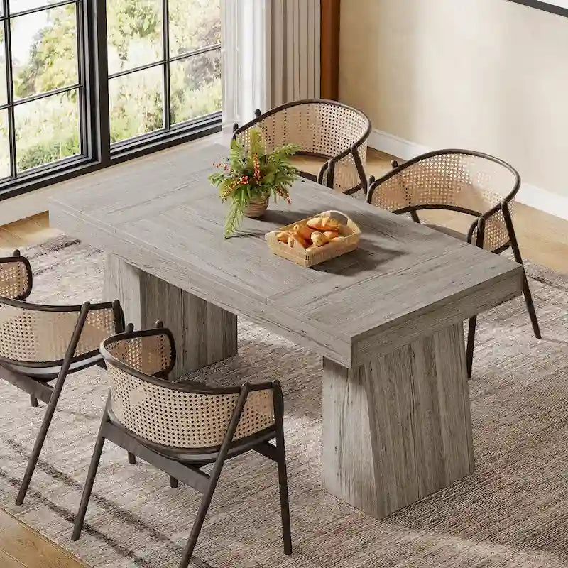 Brown / Light Brown / Grey / Black Rectangular Dining Table, Seats 4–6