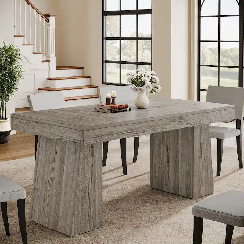 Brown / Light Brown / Grey / Black Rectangular Dining Table, Seats 4–6