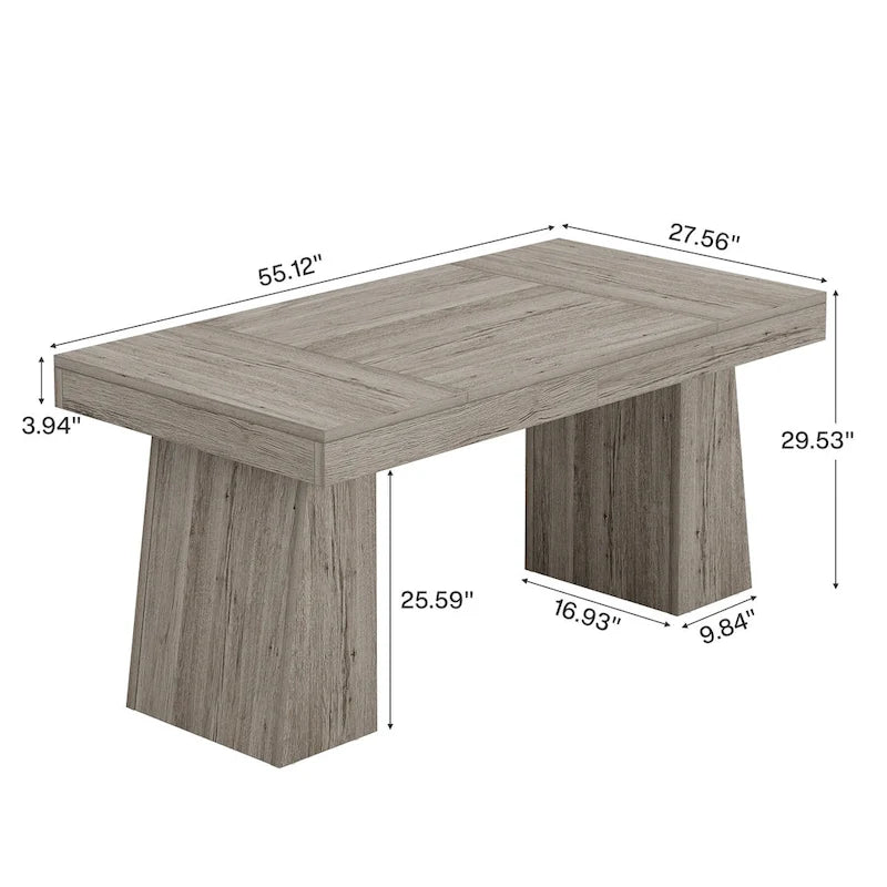 Brown / Light Brown / Grey / Black Rectangular Dining Table, Seats 4–6