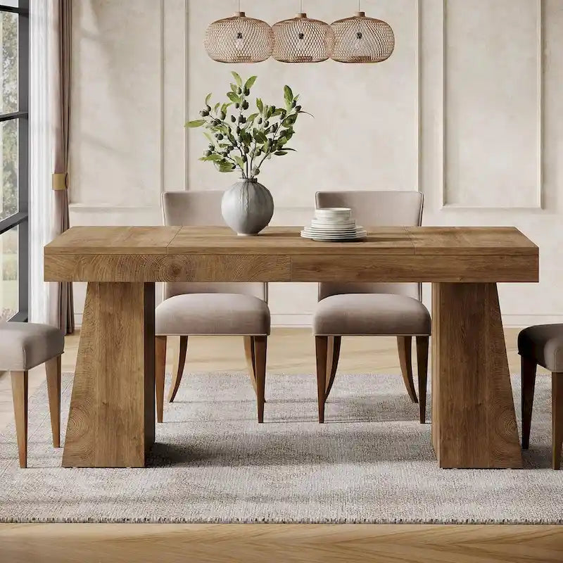 Brown / Light Brown / Grey / Black Rectangular Dining Table, Seats 4–6