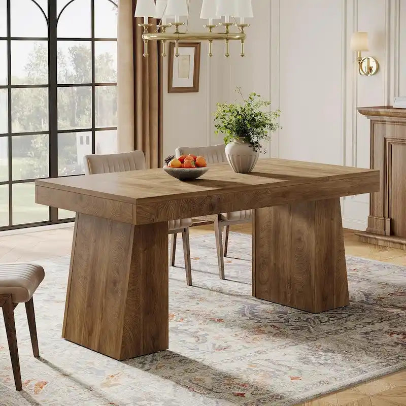 Brown / Light Brown / Grey / Black Rectangular Dining Table, Seats 4–6