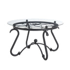 Black Round Tempered Glass Coffee Table & Side Table Set, 2-Piece, for 2–4 People