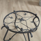 Black Round Tempered Glass Coffee Table & Side Table Set, 2-Piece, for 2–4 People