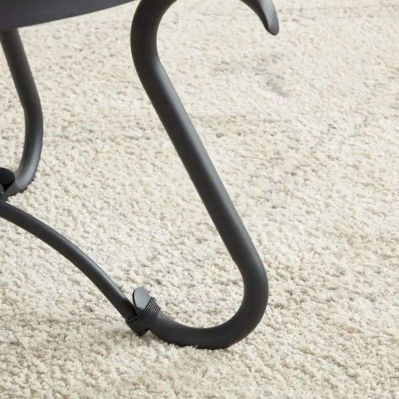Black Round Tempered Glass Coffee Table & Side Table Set, 2-Piece, for 2–4 People