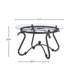 Black Round Tempered Glass Coffee Table & Side Table Set, 2-Piece, for 2–4 People