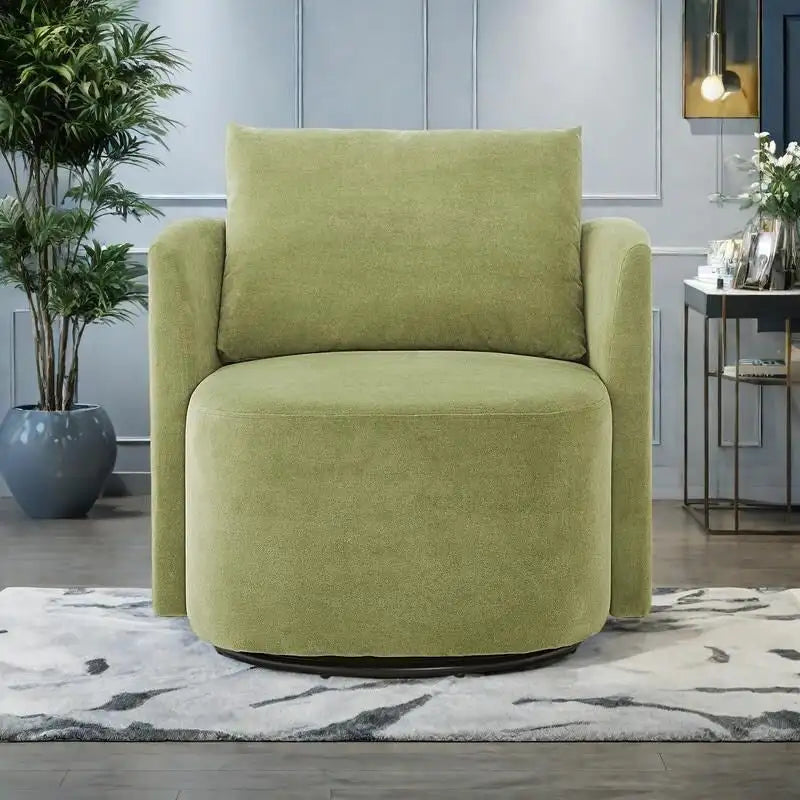 Grey / Beige / Green Chenille Swivel Barrel Accent Chair, Single Seat, 360°