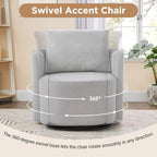 Grey / Beige / Green Chenille Swivel Barrel Accent Chair, Single Seat, 360°