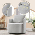 Grey / Beige / Green Chenille Swivel Barrel Accent Chair, Single Seat, 360°