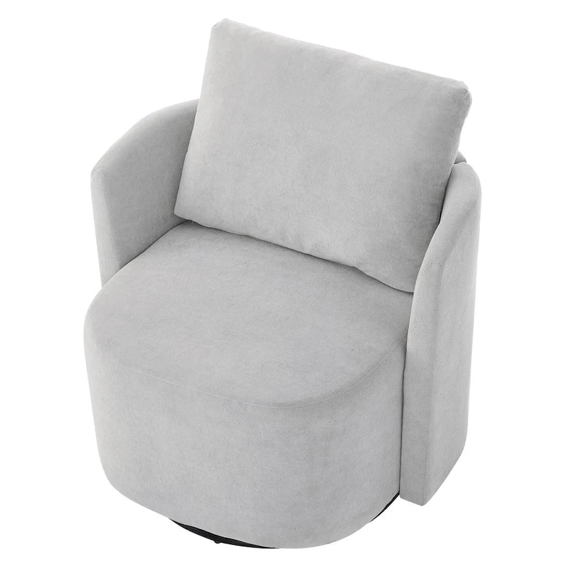 Grey / Beige / Green Chenille Swivel Barrel Accent Chair, Single Seat, 360°