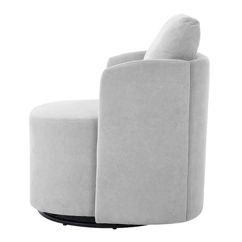 Grey / Beige / Green Chenille Swivel Barrel Accent Chair, Single Seat, 360°