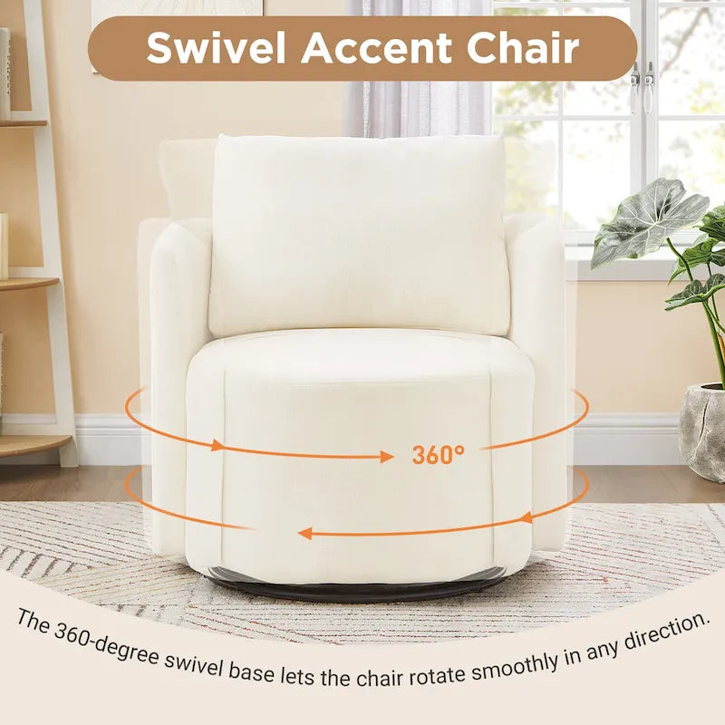 Grey / Beige / Green Chenille Swivel Barrel Accent Chair, Single Seat, 360°