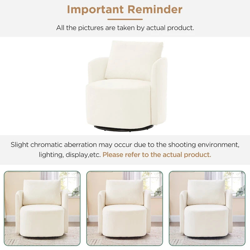 Grey / Beige / Green Chenille Swivel Barrel Accent Chair, Single Seat, 360°