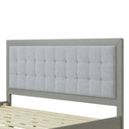 Grey Square-Tufted Upholstered Platform Bed – King (1–2 Person)