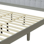 Grey Square-Tufted Upholstered Platform Bed – King (1–2 Person)