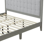 Grey Square-Tufted Upholstered Platform Bed – King (1–2 Person)