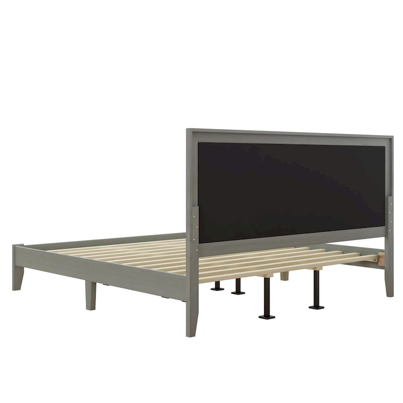 Grey Square-Tufted Upholstered Platform Bed – King (1–2 Person)