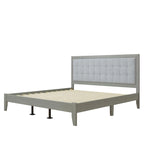 Grey Square-Tufted Upholstered Platform Bed – King (1–2 Person)