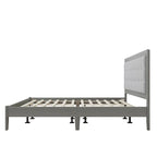 Grey Square-Tufted Upholstered Platform Bed – King (1–2 Person)