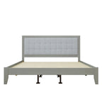 Grey Square-Tufted Upholstered Platform Bed – King (1–2 Person)