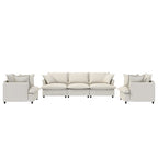 Beige / Gray Chenille Modular Sectional Sofa, 3-Seater + 2 Armchairs, Seats 5