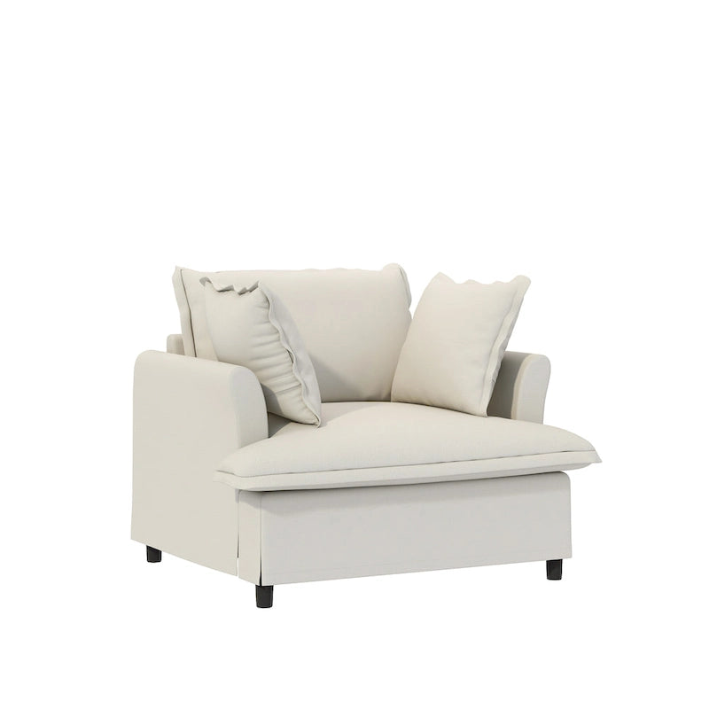 Beige / Gray Chenille Modular Sectional Sofa, 3-Seater + 2 Armchairs, Seats 5
