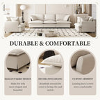 Beige / Gray Chenille Modular Sectional Sofa, 3-Seater + 2 Armchairs, Seats 5