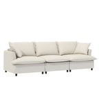 Beige / Gray Chenille Modular Sectional Sofa, 3-Seater + 2 Armchairs, Seats 5