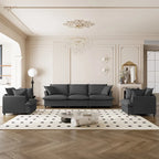 Beige / Gray Chenille Modular Sectional Sofa, 3-Seater + 2 Armchairs, Seats 5