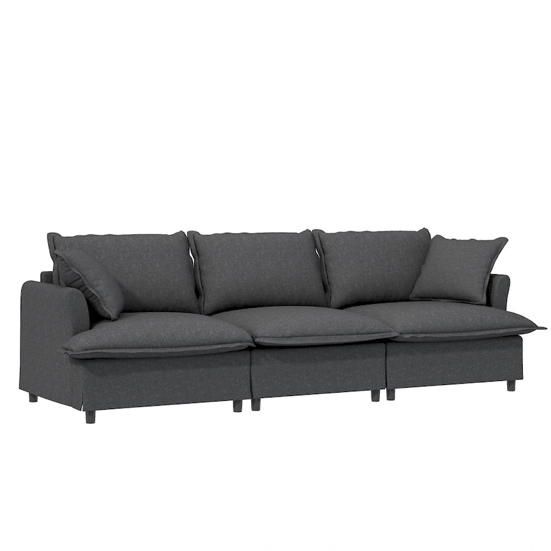 Beige / Gray Chenille Modular Sectional Sofa, 3-Seater + 2 Armchairs, Seats 5