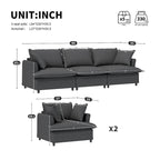 Beige / Gray Chenille Modular Sectional Sofa, 3-Seater + 2 Armchairs, Seats 5