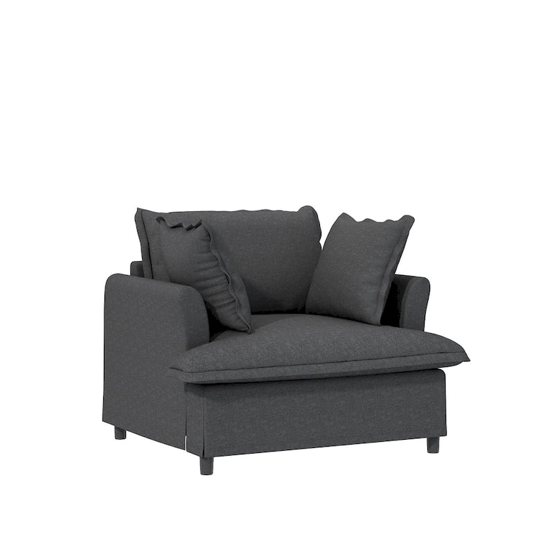 Beige / Gray Chenille Modular Sectional Sofa, 3-Seater + 2 Armchairs, Seats 5