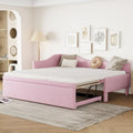 Pink Upholstered L-Shaped Daybed with Pop-Up Trundle, Twin, Sleeps 2