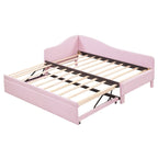 Pink Upholstered L-Shaped Daybed with Pop-Up Trundle, Twin, Sleeps 2