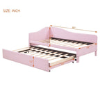 Pink Upholstered L-Shaped Daybed with Pop-Up Trundle, Twin, Sleeps 2