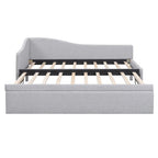 Pink Upholstered L-Shaped Daybed with Pop-Up Trundle, Twin, Sleeps 2