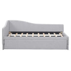 Pink Upholstered L-Shaped Daybed with Pop-Up Trundle, Twin, Sleeps 2