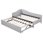 Pink Upholstered L-Shaped Daybed with Pop-Up Trundle, Twin, Sleeps 2