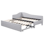 Pink Upholstered L-Shaped Daybed with Pop-Up Trundle, Twin, Sleeps 2