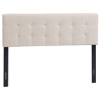 Beige Linen Button-Tufted Upholstered Headboard, Full/Queen, 1-Person