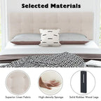 Beige Linen Button-Tufted Upholstered Headboard, Full/Queen, 1-Person