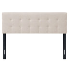 Beige Linen Button-Tufted Upholstered Headboard, Full/Queen, 1-Person