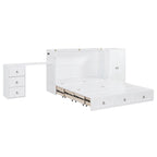 White Queen Murphy Bed with Desk, Drawer & USB Port, Sleeps 1