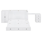 White Queen Murphy Bed with Desk, Drawer & USB Port, Sleeps 1